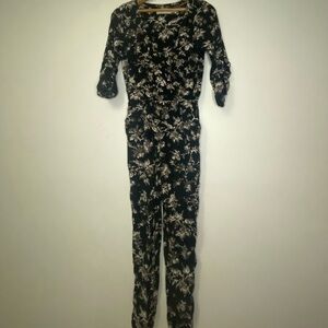 Abercrombie & Fitch Black Floral Jumpsuit